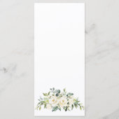 Eucalyptus White Roses Hochzeitsessen Menükarte (Rückseite)
