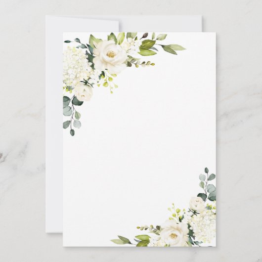 Eucalyptus White Roses PROBE DINNER Einladung (Rückseite)