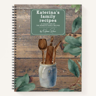Eucalyptus Wood Kitchen Utensils Family Rezept Notizblock