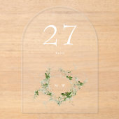 Eucalyptus Wreath Arch Tischnummer (Vorderseite)