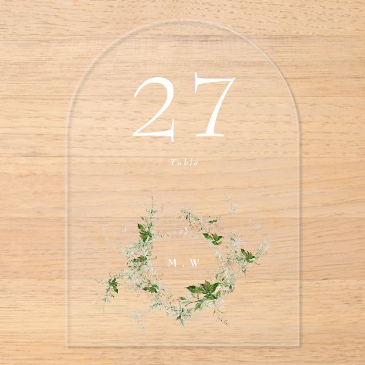 Eucalyptus Wreath Arch Tischnummer (Vorderseite)