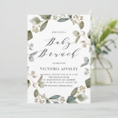 Eucalyptus Wreath Baby Showbrunch Einladung (Stehend Vorderseite)