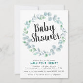 Eucalyptus Wreath Baby Shower Einladung (Vorderseite)