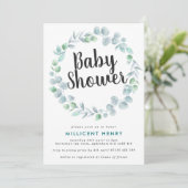 Eucalyptus Wreath Baby Shower Einladung (Stehend Vorderseite)