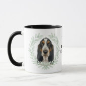 Eucalyptus Wreath Basset Hound Dog Monogram Tasse (Links)
