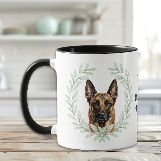 Eucalyptus Wreath Belgian Malinois Dog Monogram Tasse