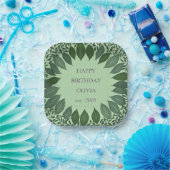 eucalyptus wreath birthday paper plate, watercolor pappteller (Party)