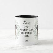 Eucalyptus Wreath Blue Merle Aussie Monogram Tasse (Zentrum)