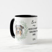 Eucalyptus Wreath Blue Merle Aussie Monogram Tasse (Vorderseite Links)