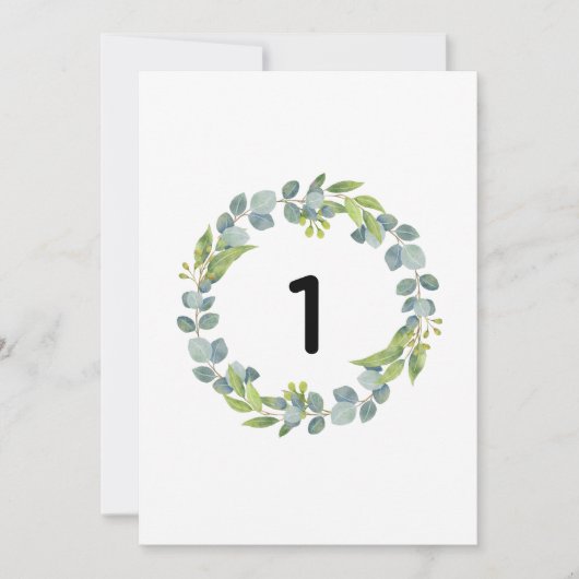 Eucalyptus Wreath Botanical Wedding Table Number C (Vorderseite)