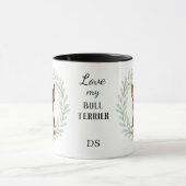 Eucalyptus Wreath Bull Terrier Dog Monogram Tasse (Zentrum)