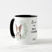 Eucalyptus Wreath Bull Terrier Dog Monogram Tasse (Vorderseite Links)