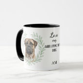 Eucalyptus Wreath Bullmastiff Dog Monogram Tasse (Vorderseite Links)