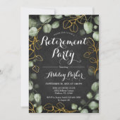 Eucalyptus Wreath Chalkboard Retirement Party Einladung (Vorderseite)