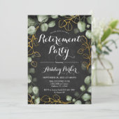 Eucalyptus Wreath Chalkboard Retirement Party Einladung (Stehend Vorderseite)