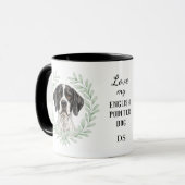 Eucalyptus Wreath English Pointer Dog Monogram Tasse (Vorderseite Links)