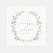 Eucalyptus Wreath Floral Wedding Paper Napkins Serviette (Vorderseite)