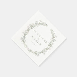 Eucalyptus Wreath Floral Wedding Paper Napkins Serviette