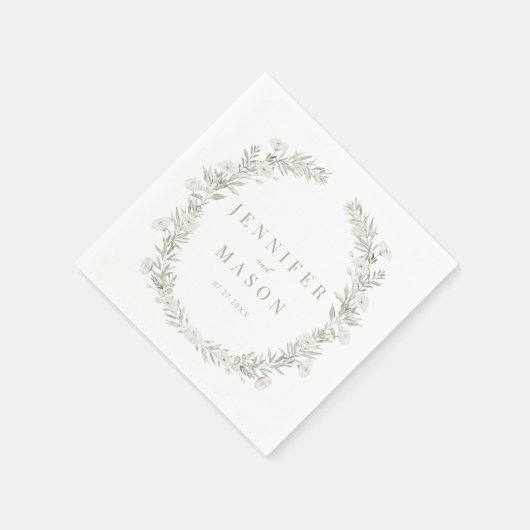 Eucalyptus Wreath Floral Wedding Paper Napkins Serviette (Ecke)