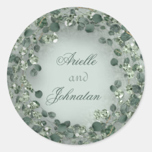 Eucalyptus Wreath Gastgeschenk Hochzeit Crystals G Runder Aufkleber