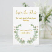 EUCALYPTUS WREATH GOLD WHITE RESPONSE RSVP CARD (Stehend Vorderseite)