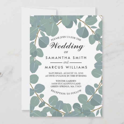 Eucalyptus Wreath Greenerity Einladung zur Hochzei (Vorderseite)
