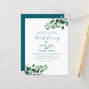 Eucalyptus Wreath   Hochzeitseinladung zu Wasserfa Postkarte