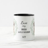 Eucalyptus Wreath Irish Wolfhound Monogram Tasse (Zentrum)