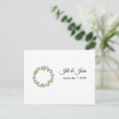 Eucalyptus Wreath Landscape Wedding Guest Book Postkarte (Stehend Vorderseite)