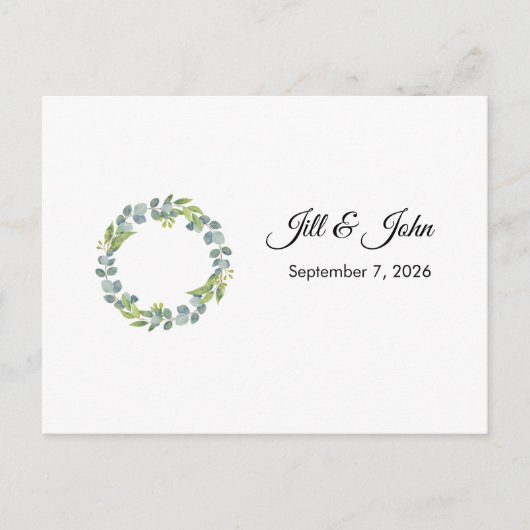Eucalyptus Wreath Landscape Wedding Guest Book Postkarte (Vorderseite)