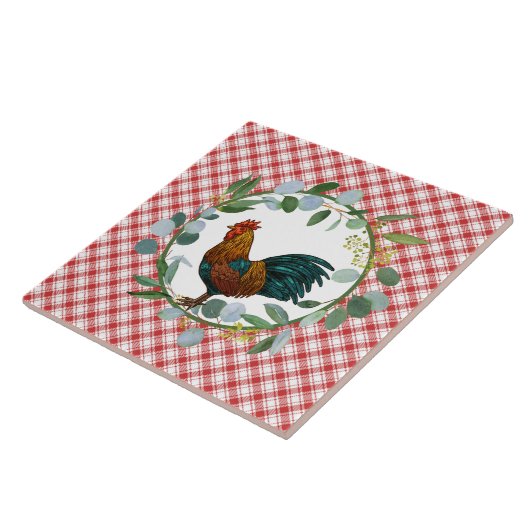 Eucalyptus Wreath & Rooster Farmhouse Fliese (Seite)