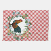 Eucalyptus Wreath & Rooster Farmhouse Geschirrtuch (Horizontal)