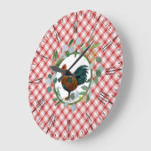 Eucalyptus Wreath & Rooster Farmhouse Große Wanduhr (Winkel)