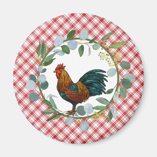 Eucalyptus Wreath & Rooster Farmhouse Magnet (Vorne)