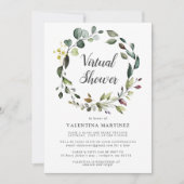 Eucalyptus Wreath Virtual Bridal Baby Shower Einladung (Vorderseite)