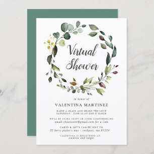 Eucalyptus Wreath Virtual Bridal Baby Shower Einladung