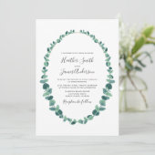 Eucalyptus Wreath Wedding Einladung (Stehend Vorderseite)