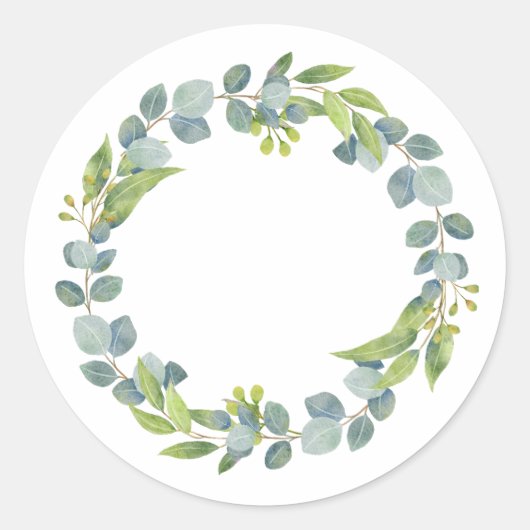 Eucalyptus Wreath Wedding Envelope Seals-Set Of 20 Runder Aufkleber (Vorderseite)