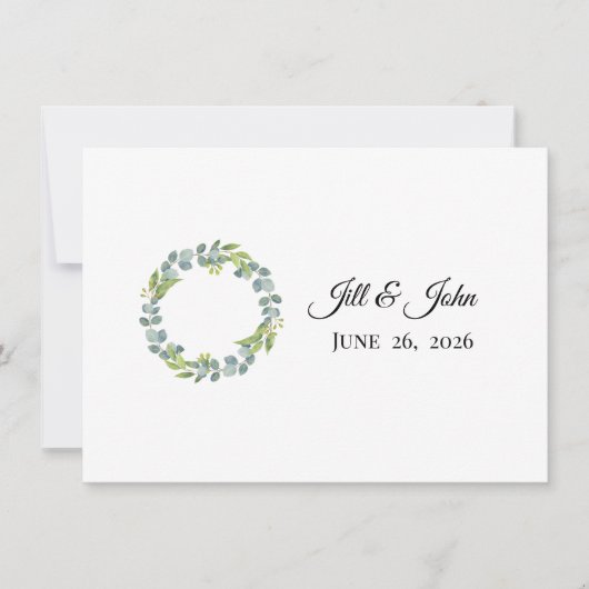 Eucalyptus Wreath Wedding Invitation Stationery Mitteilungskarte (Vorderseite)