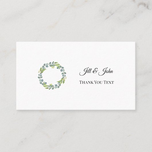 Eucalyptus Wreath Wedding Thank You Card Visitenkarte (Vorderseite)