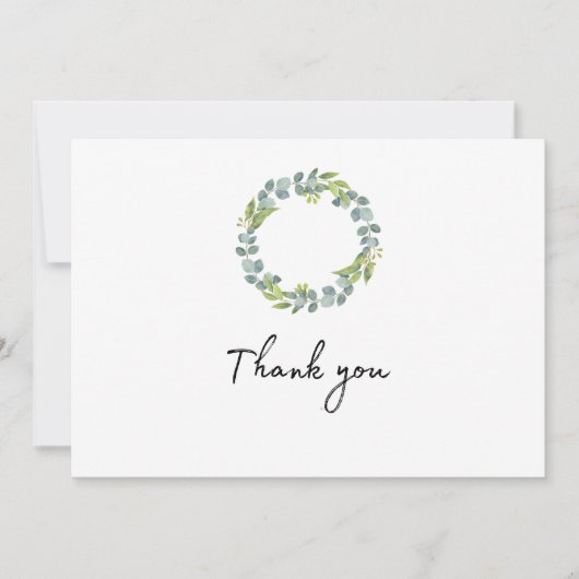 Eucalyptus Wreath Wedding Thank You Folded Card Dankeskarte (Vorderseite)