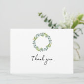 Eucalyptus Wreath Wedding Thank You Folded Card Dankeskarte (Stehend Vorderseite)