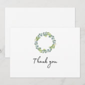 Eucalyptus Wreath Wedding Thank You Folded Card Dankeskarte (Vorne/Hinten)