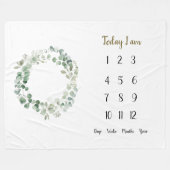 Eucalyptus wreathe Baby 1 Year Meilenstein    Fleecedecke (Vorderseite (Horizontal))