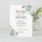 Eucalyptus Zuhause Sweet Zuhause Housewarming Part Einladung (Stehend Vorderseite)