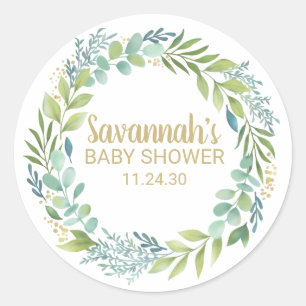 Eucalyptys Greenery Baby Shower Sticker