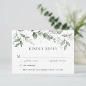 Eucalytpus Greenerity Wedding RSVP Reaktion Einladung (Stehend Vorderseite)