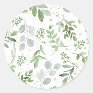 Eucalytus-Aquarellenmuster Hochzeit Runder Aufkleber