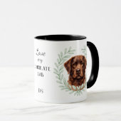 Euchalyptus-Kranz Chocolate Lab Hund Monogramm Tasse (VorderseiteRechts)
