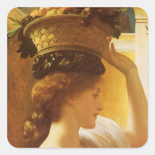 Eucharis - Mädchen mit einem Korb voller Früchte v Quadratischer Aufkleber